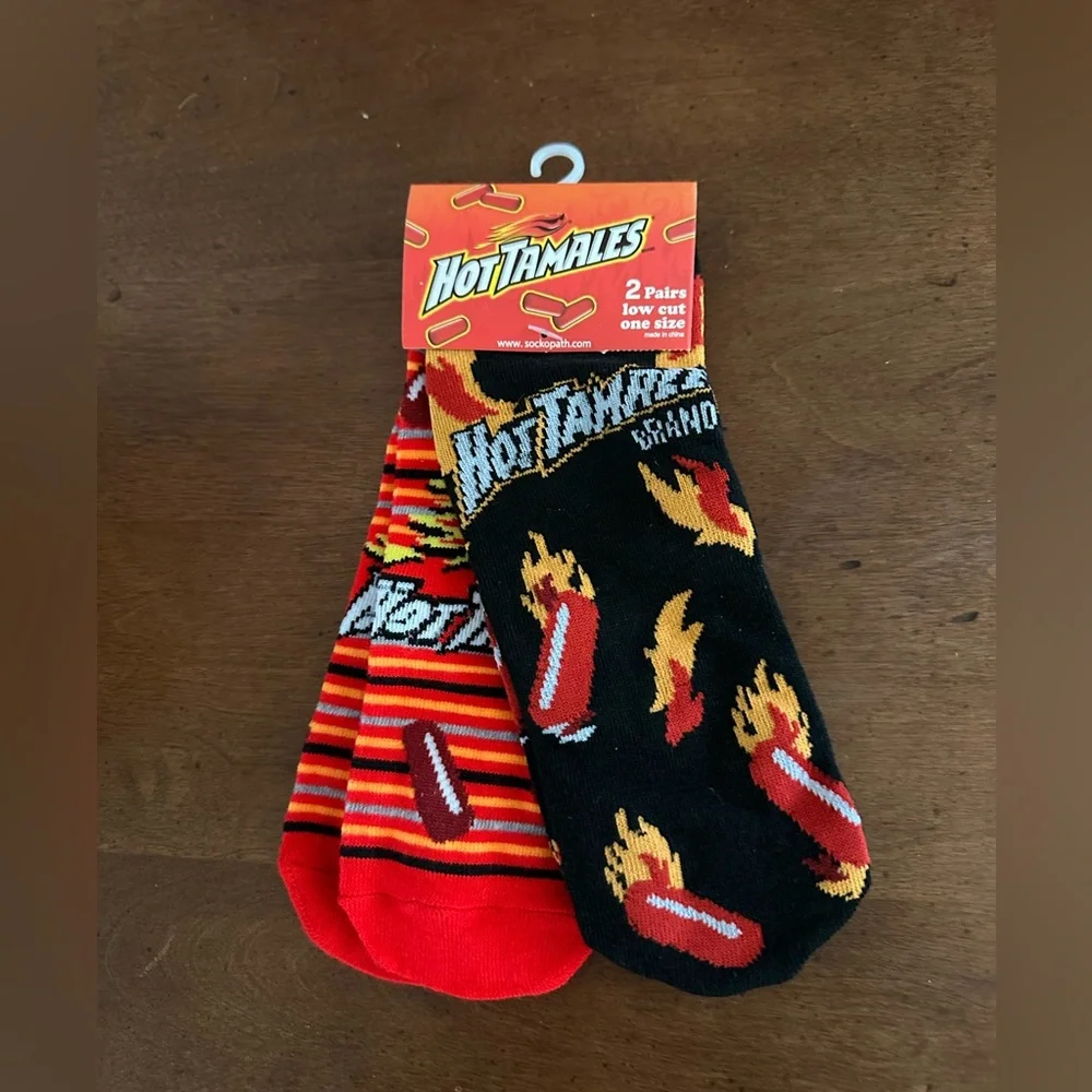 2 pairs Women and or Men's Low Cut Hot Tamala Socks - Red and Black